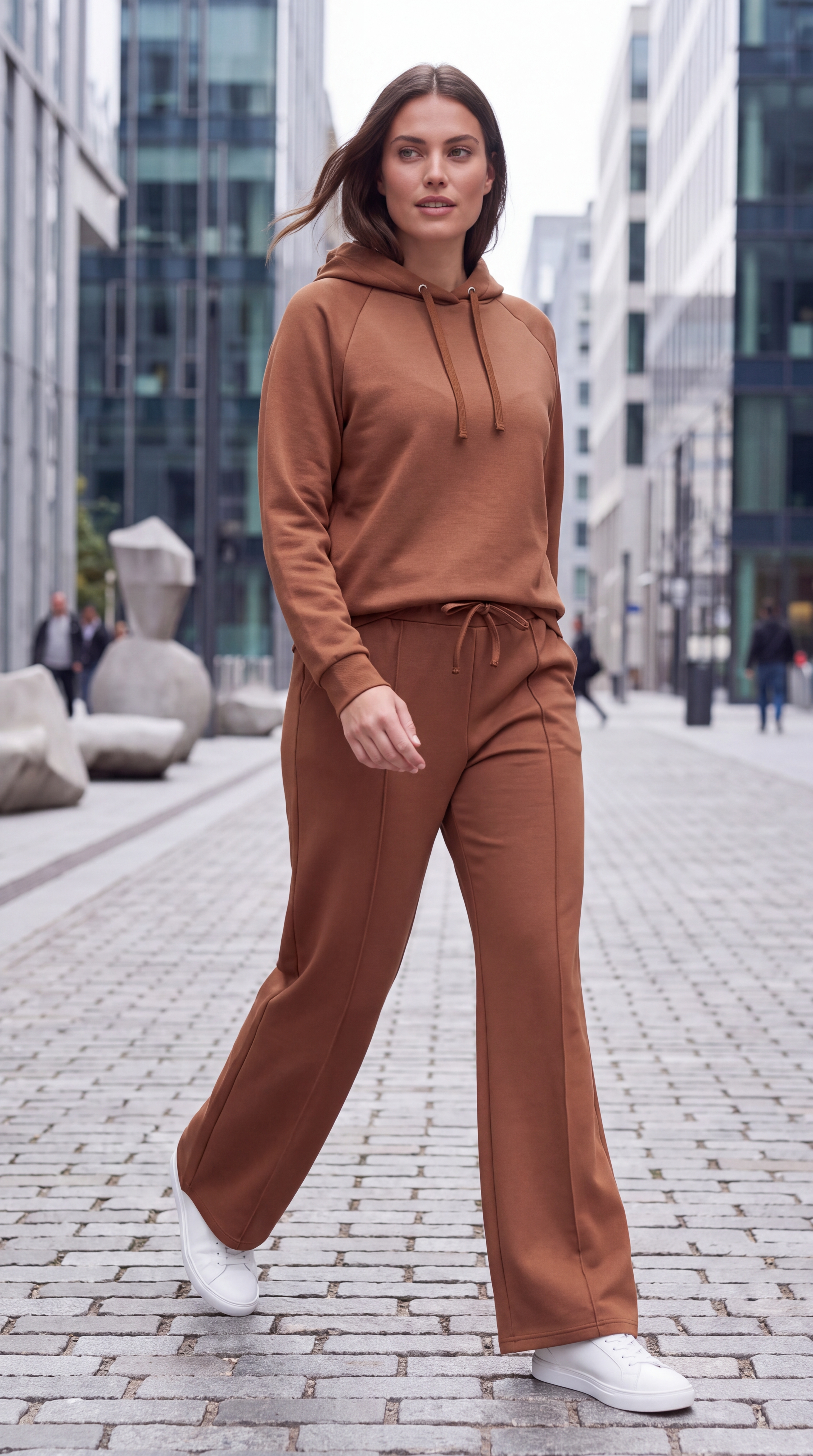 Dámske pohodlné nohavice BROADWAY NYC FASHION SCUBA Dark Camel s.WEAR 3